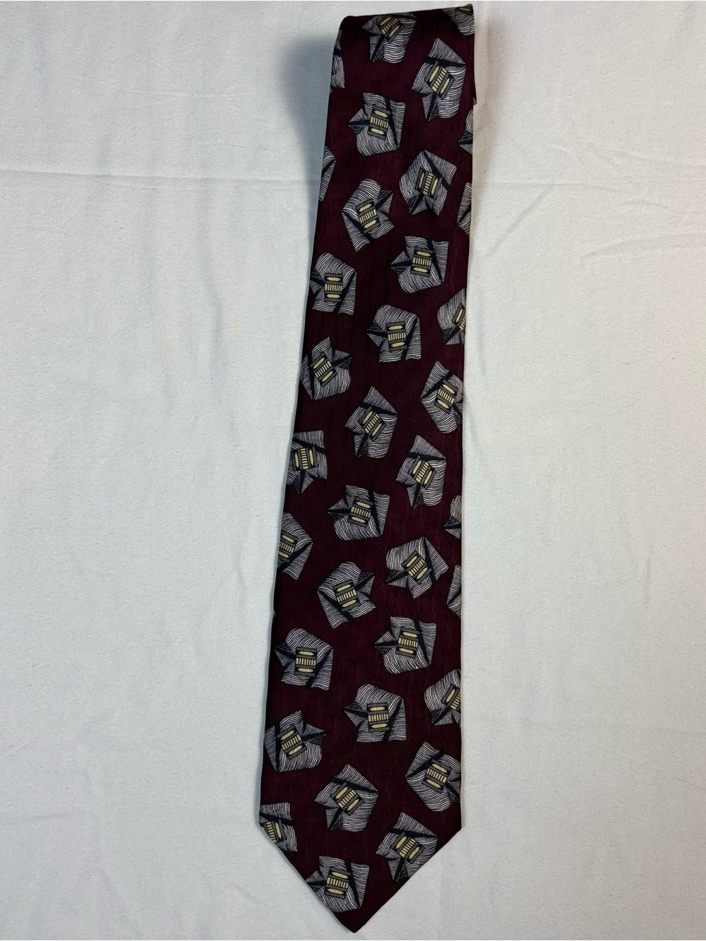 Vintage Talbott Studio Silk Neck Tie Nordstrom Burgundy Abstract Pattern 4”